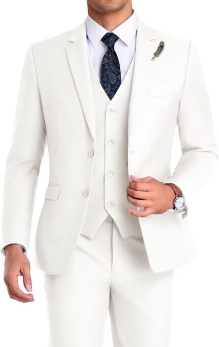 High-End Suits Men Suit Groomsmen Suit Orange Slim Fit 3 Pieces Suit for Men Notched Lapel Jacket Vest Pants